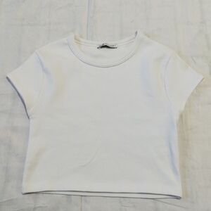 Zara Baby Tee Women's L Crop Preppy